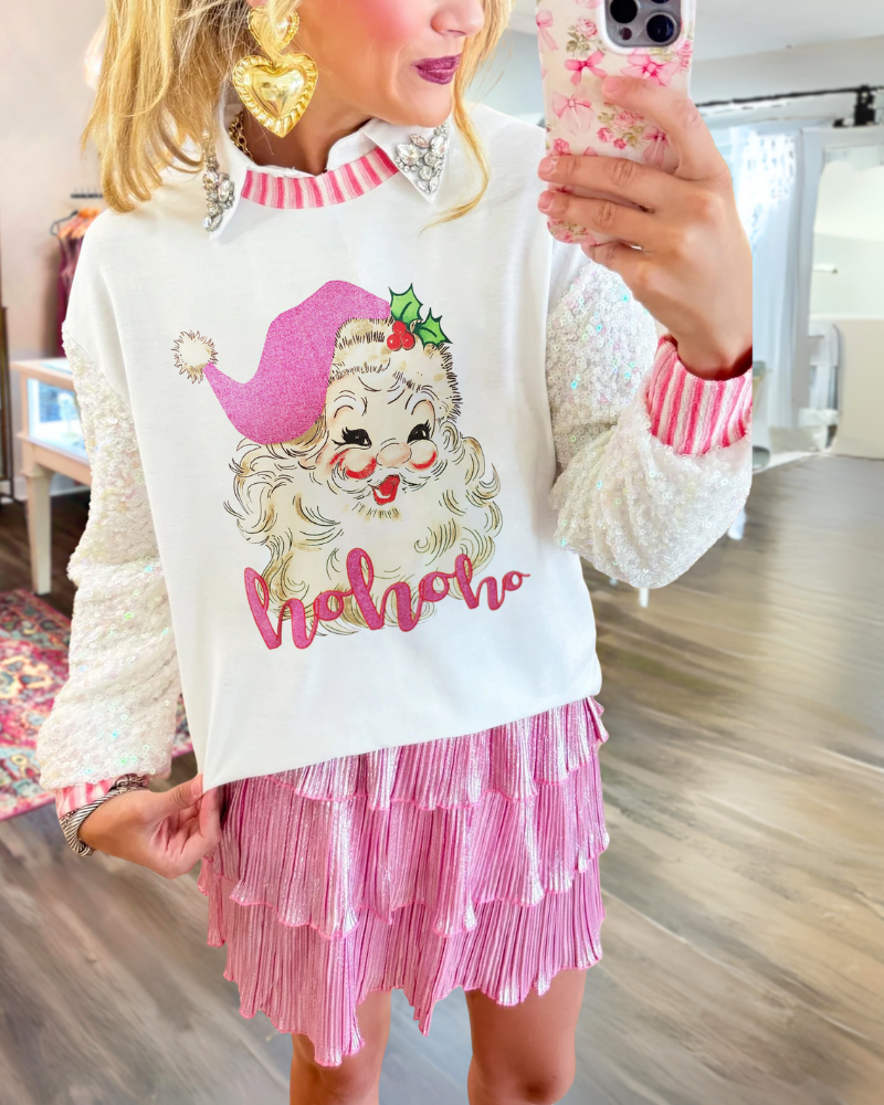 Whimsical Sequin Santa Sweatshirt