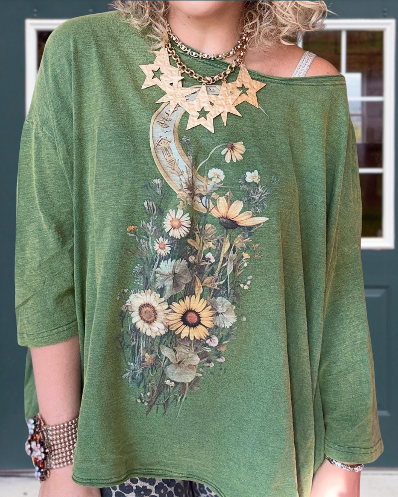 Oversized Moon Floral Pullover