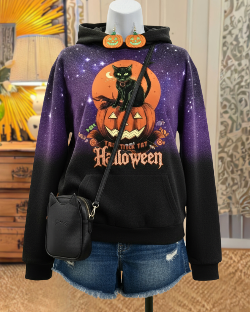 Spooky Cat Pumpkin Hoodie
