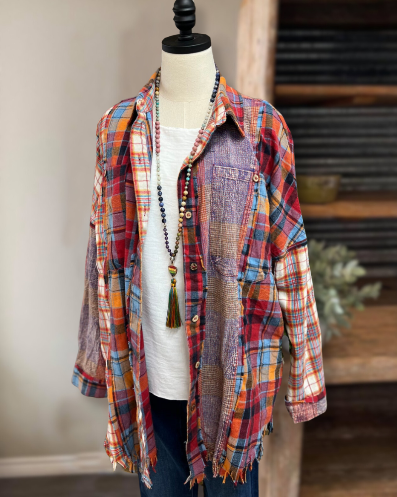 Colorful Patchwork Unique Plaid Shirt