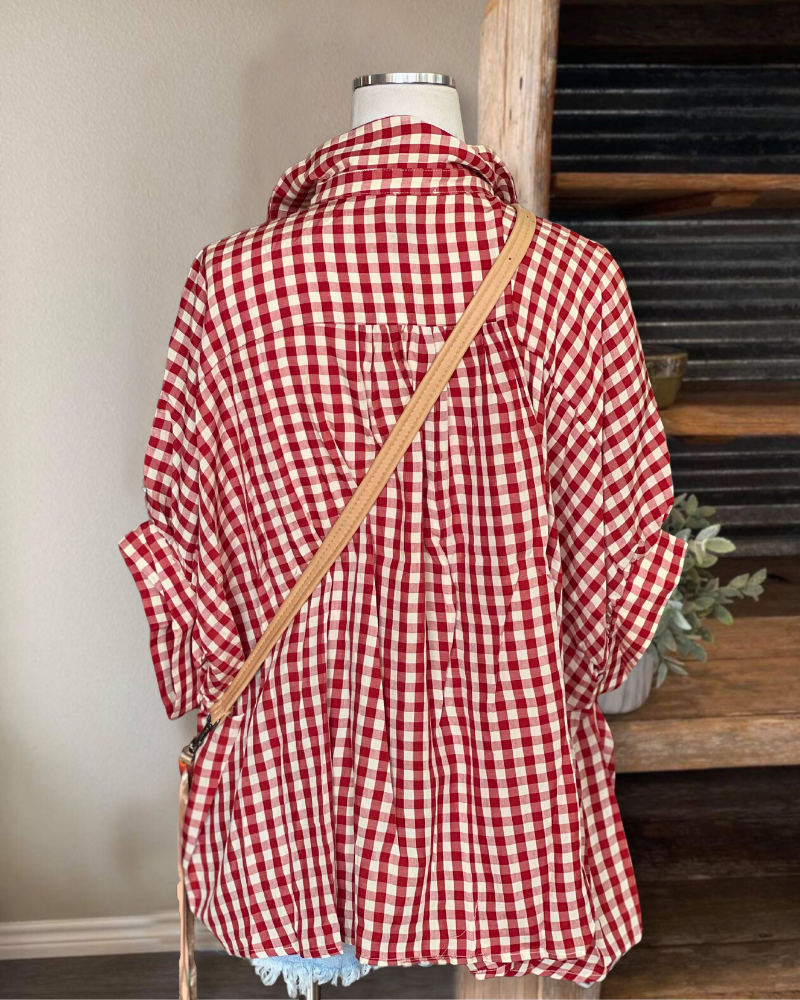 Oversized Casual Check Blouse