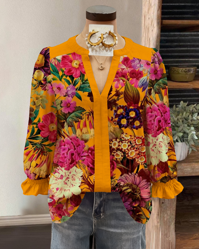 Chic Floral V-neck Top