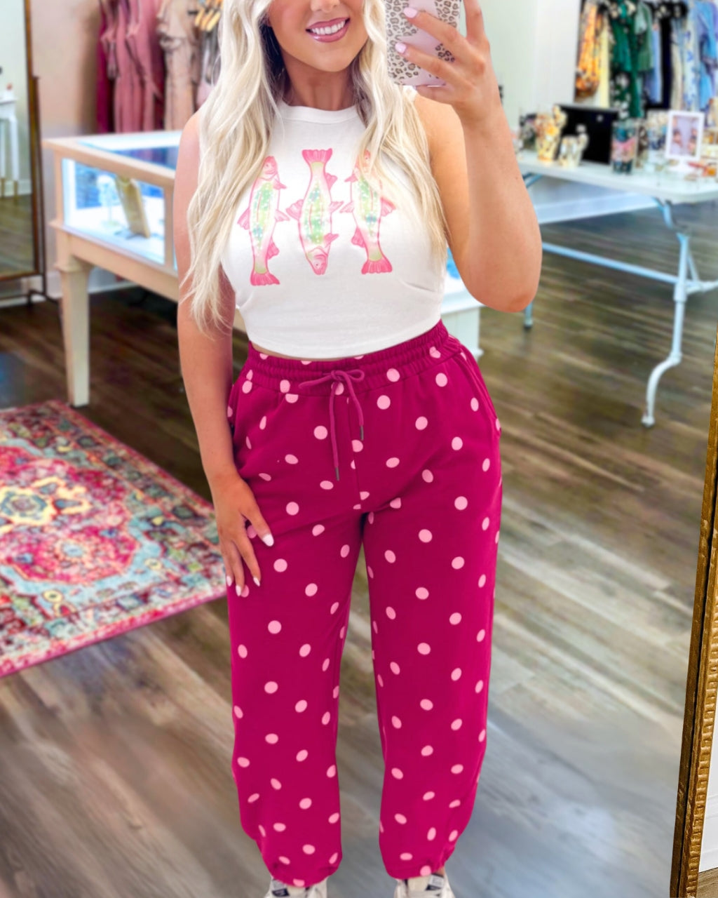 Vibrant Contrast Polka Dot Joggers