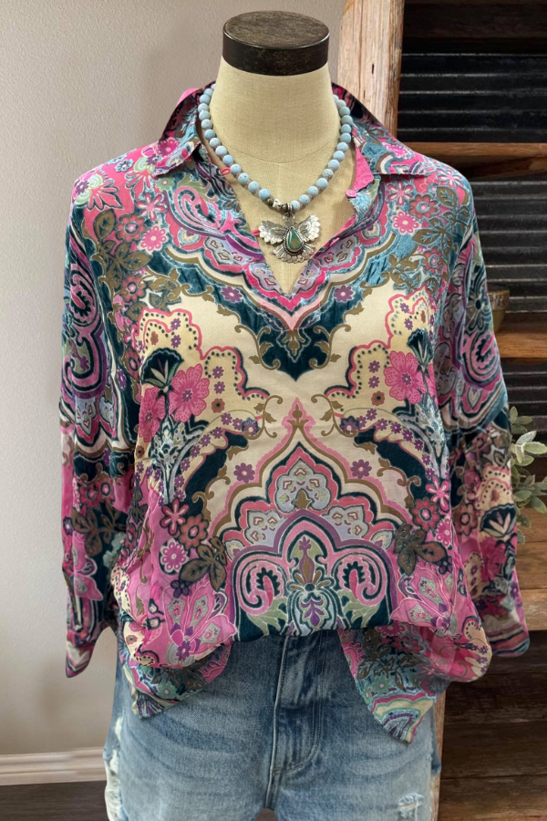 Paisley Floral V-Neck Top