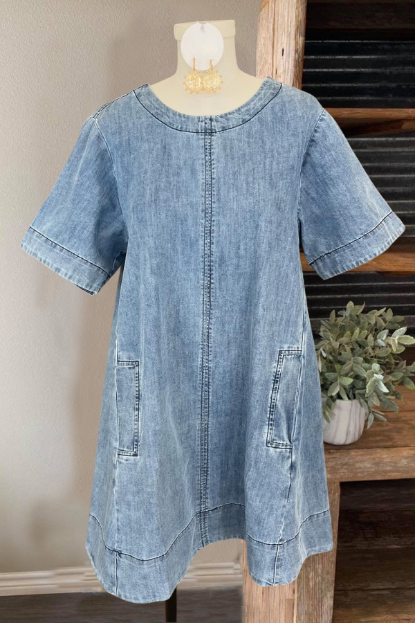 Simple Washed Denim Dress