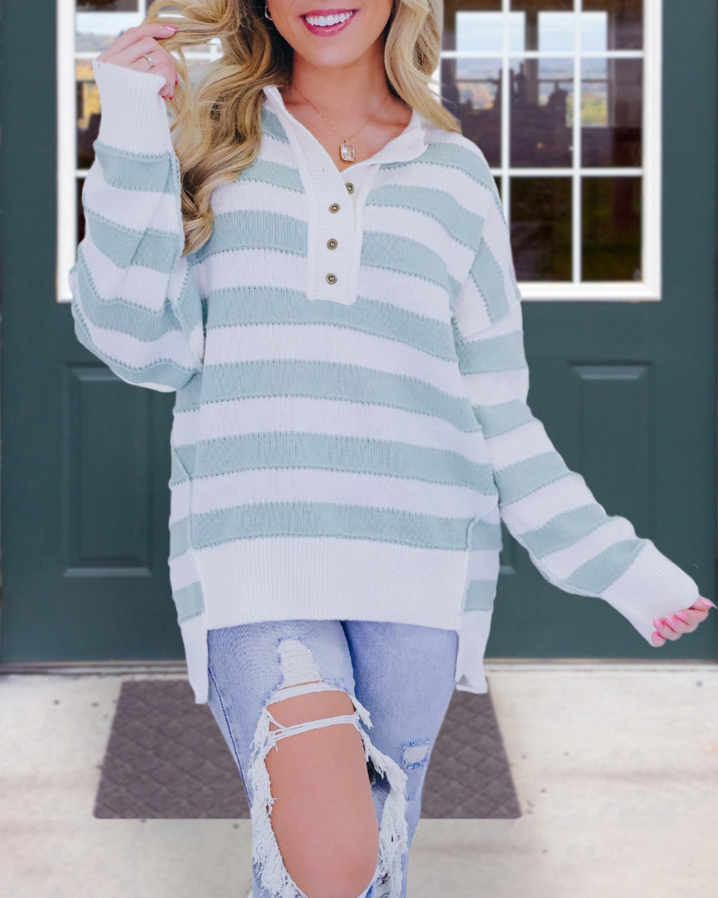 Cozy Textured Stripe Oversized Sweatshirt