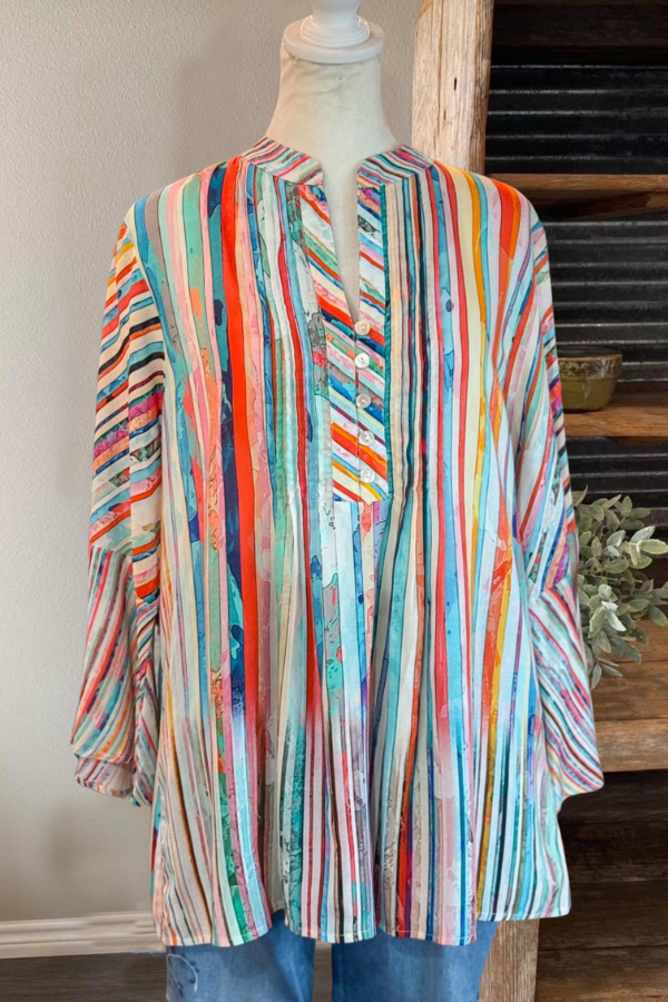 Easygoing Rainbow Stripe Top