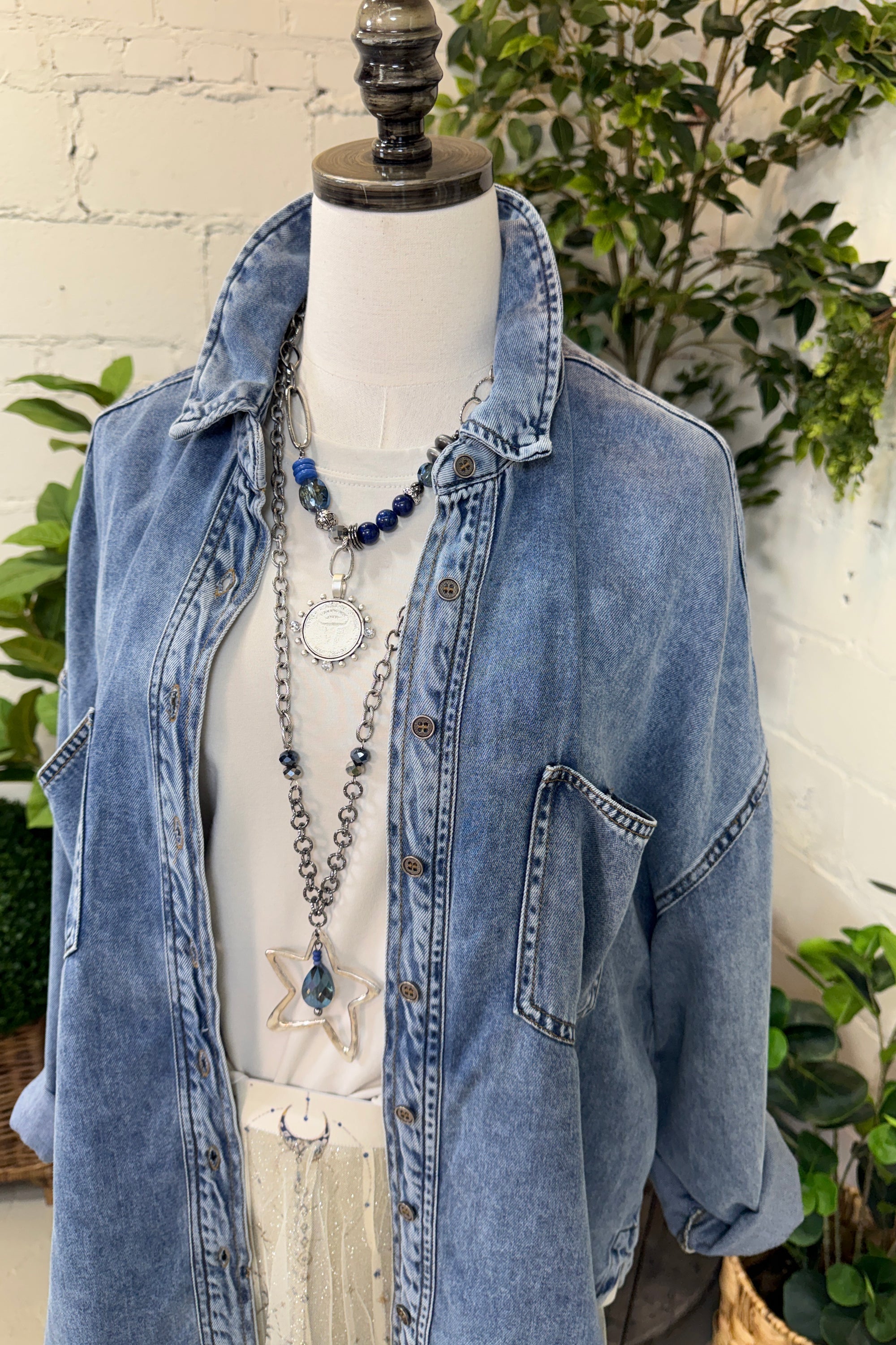 Casual Long Sleeved Denim Shirt