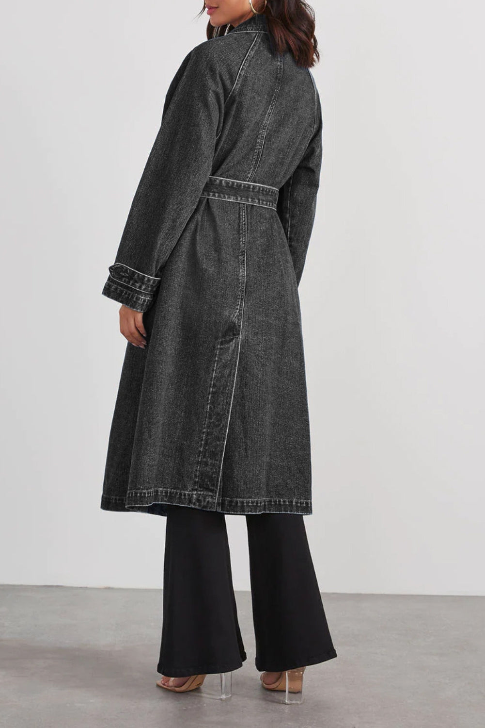 Fall Denim Trench Coat-Denim