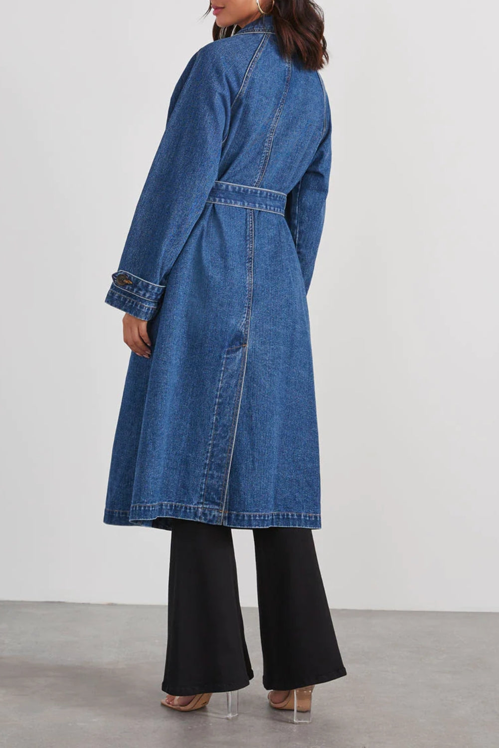 Fall Denim Trench Coat-Denim