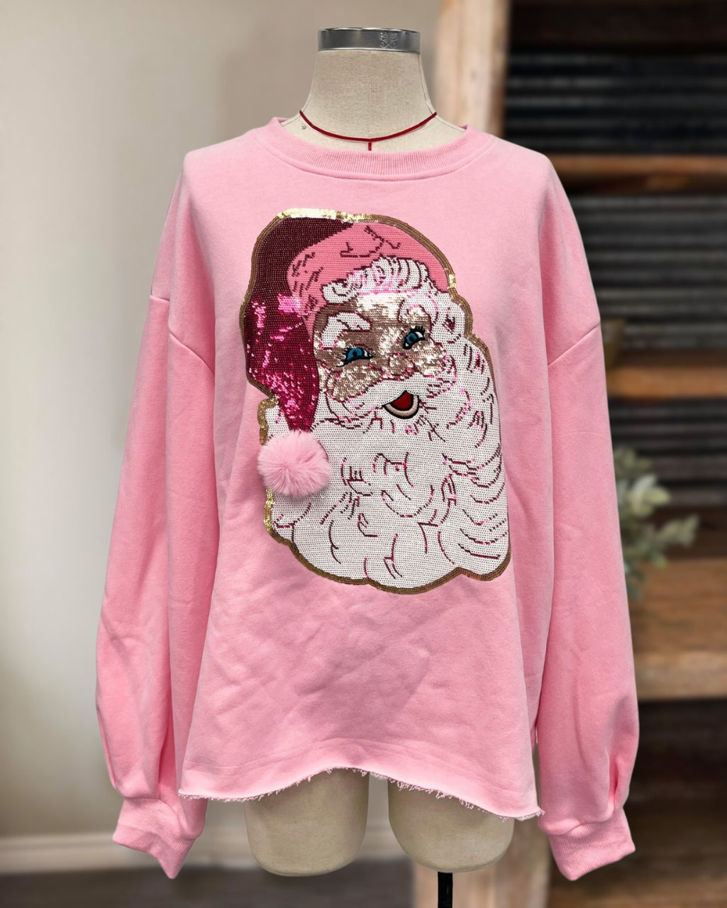 Sparkly Santa Pullover Sweatshirt