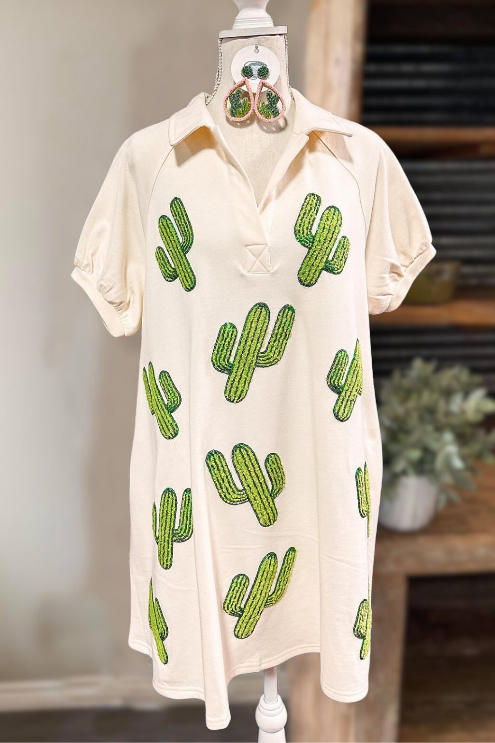 Sparkling Oasis Sequin Cactus Dress