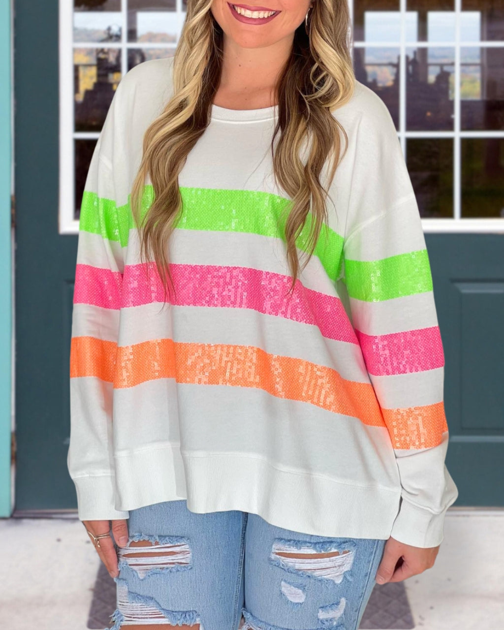 Colorful Sequin-Embellished Pullover