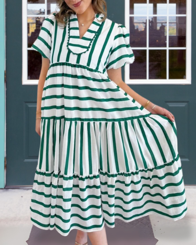 Misalignment Striped Maxi Dress