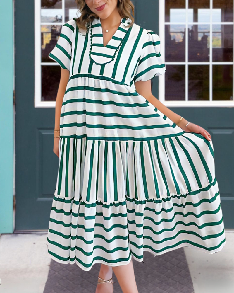 Misalignment Striped Maxi Dress