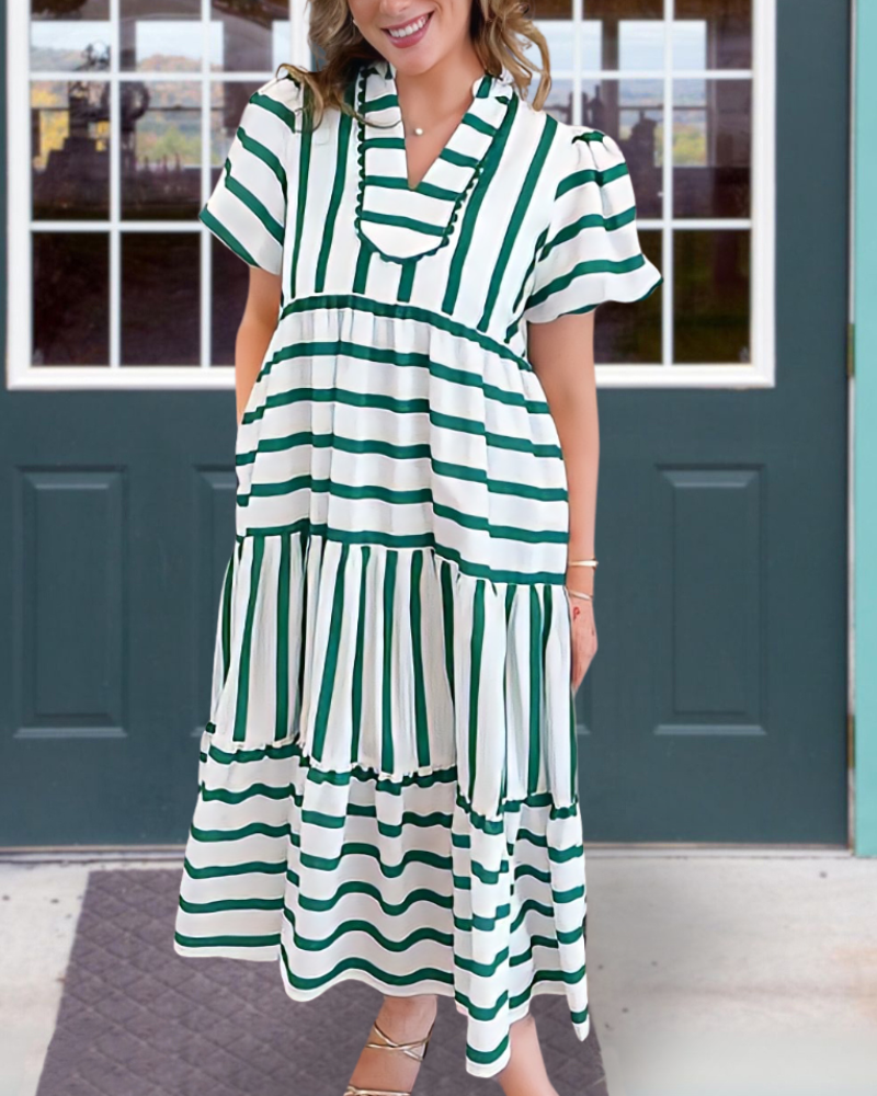 Misalignment Striped Maxi Dress