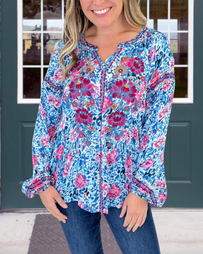 Embroidered Floral Blouse