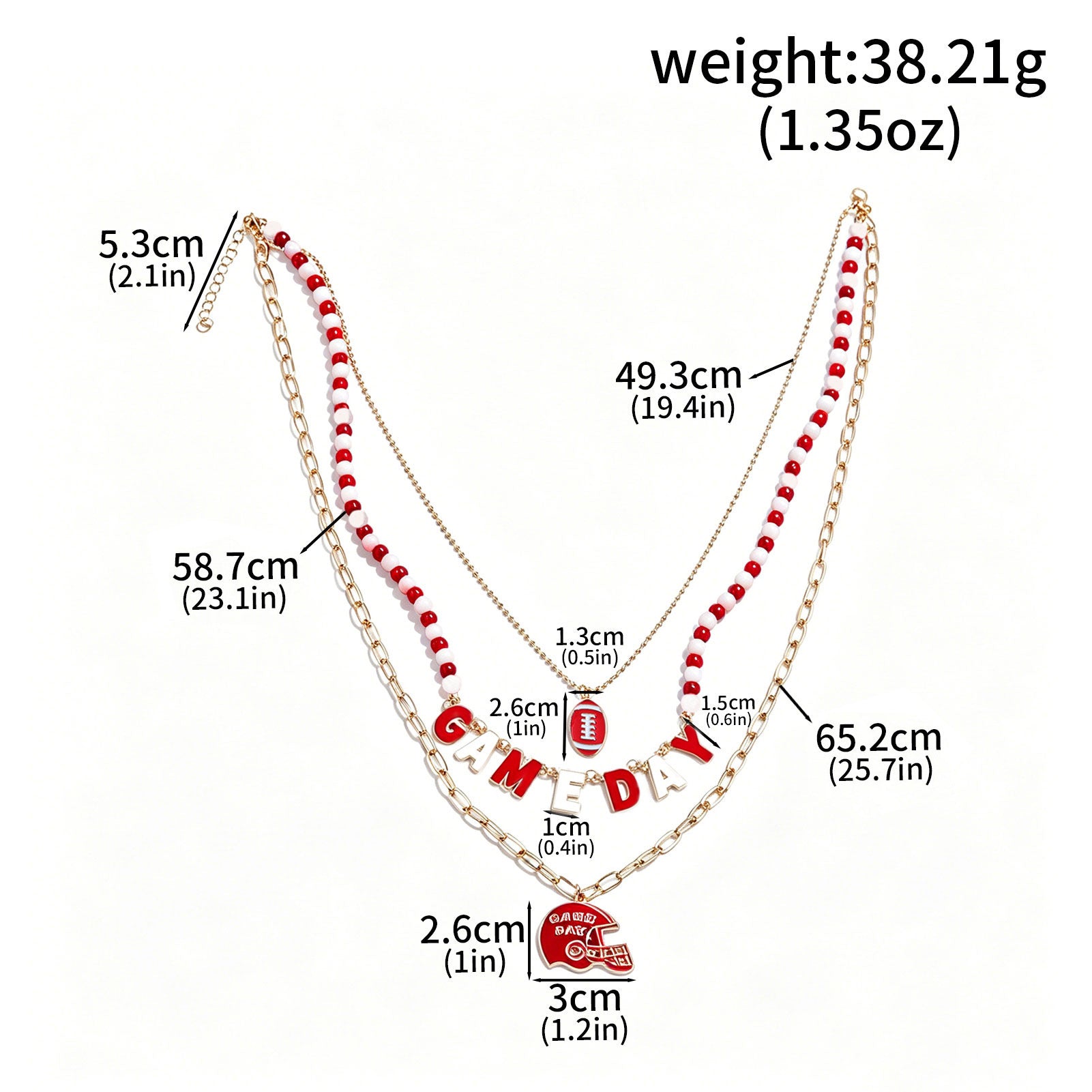 Football Helmet Stacking Design Necklace