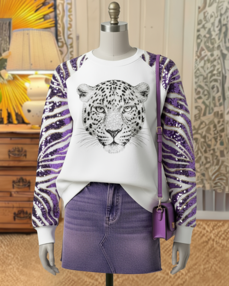 Magic Leopard Color Blocked Top
