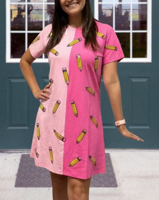 Pencil Sequin Contrast Dress
