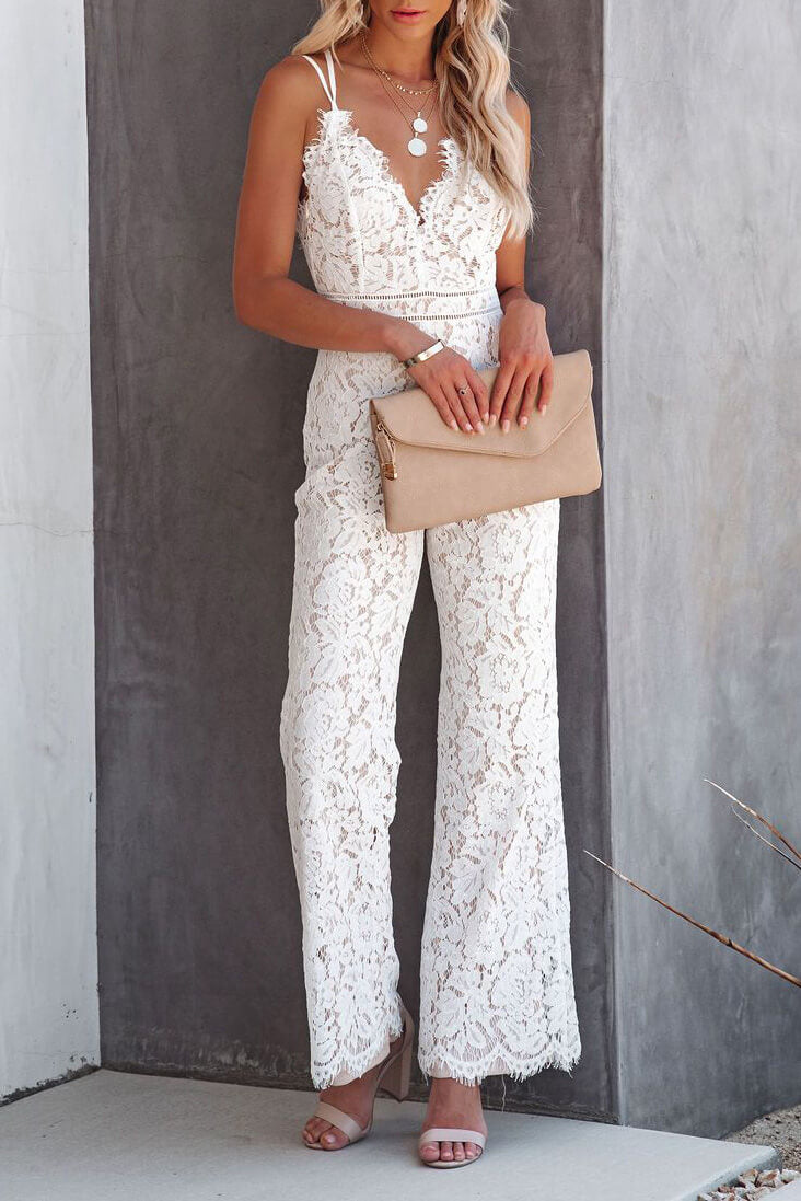 Center Of Attention Lace Jumpsuit