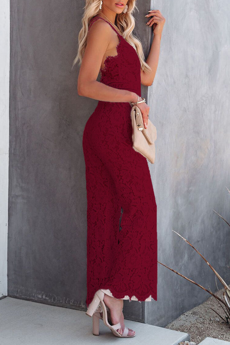 Center Of Attention Lace Jumpsuit