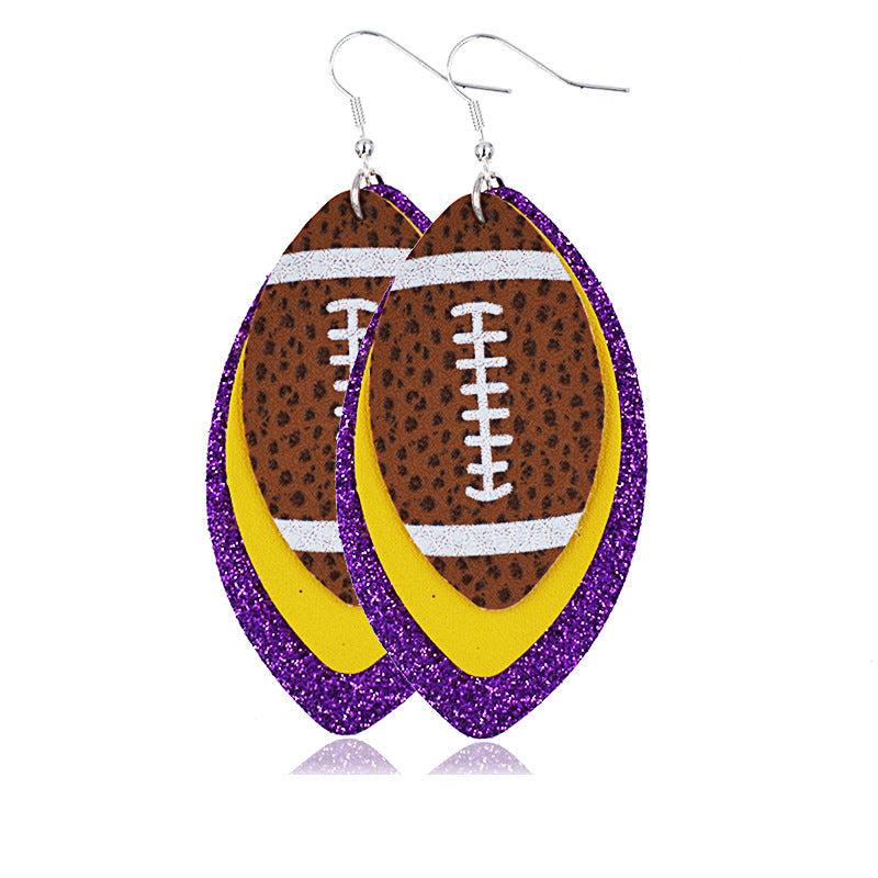 Game Day Football Leather Teardrop Earrings