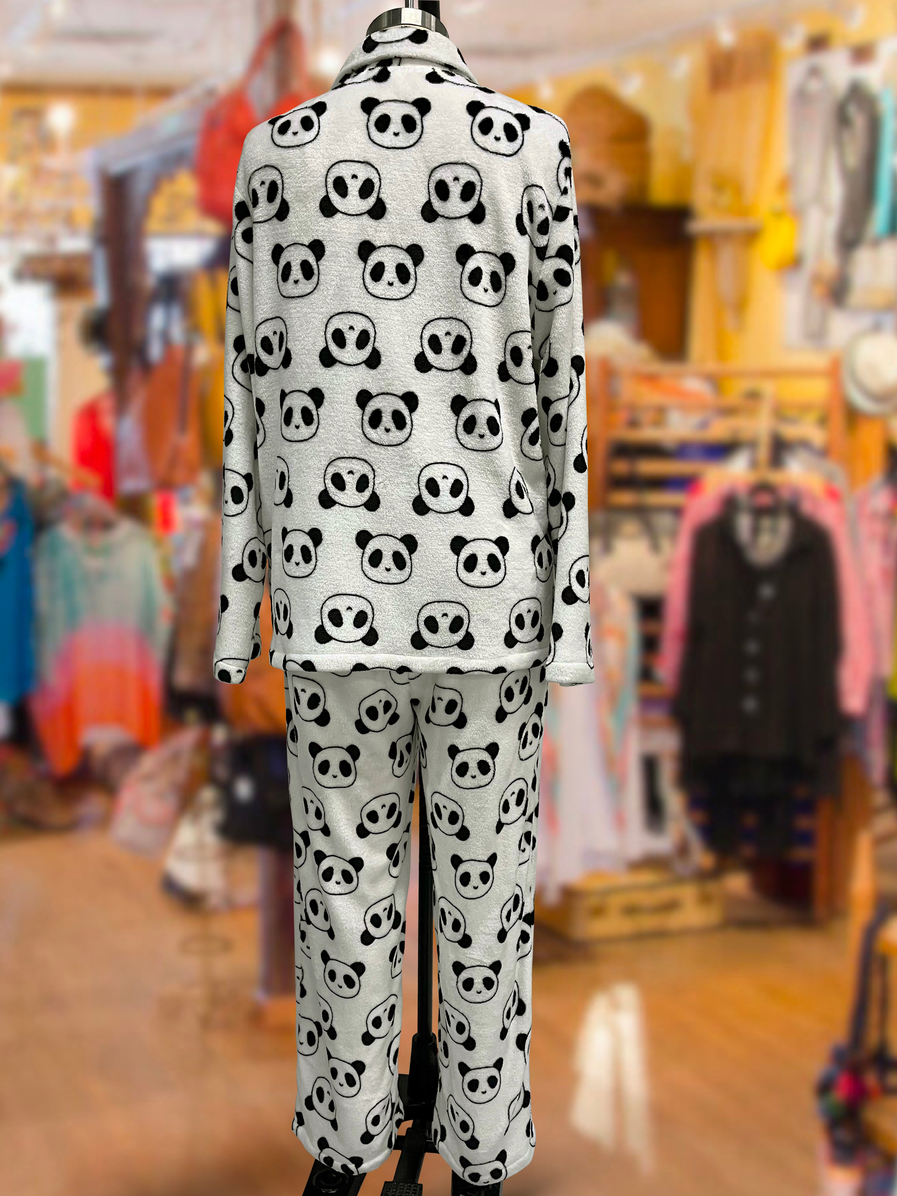 Plush Loungewear Pajam Set Panda Pattern