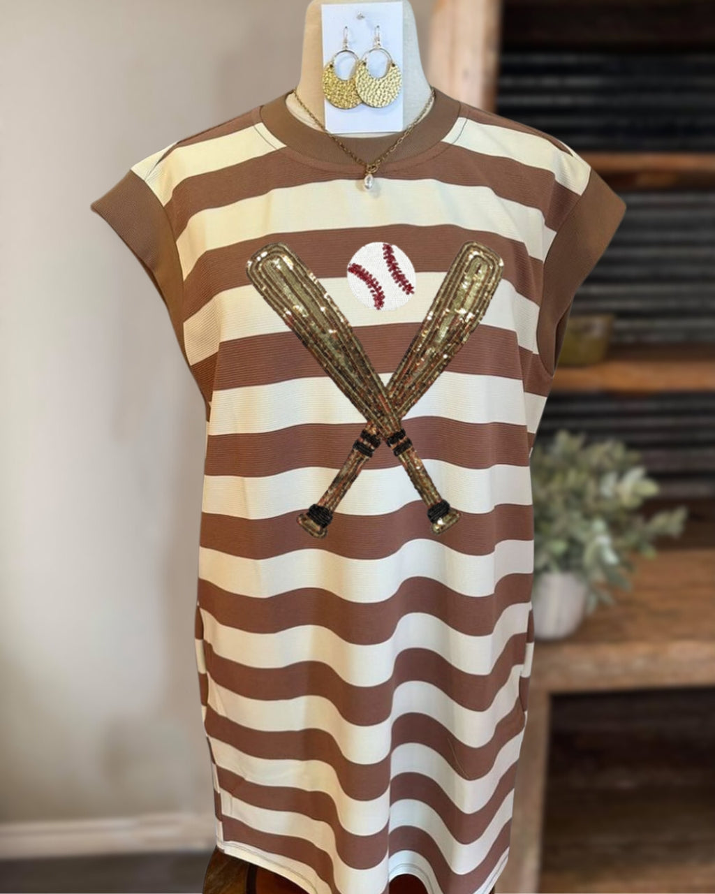 Baseball Sequin Striped Dress