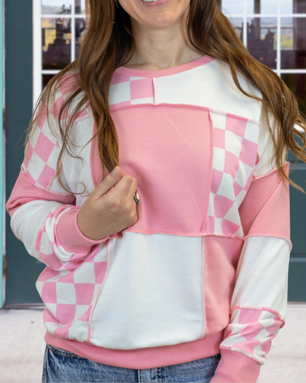 Checkerboard Patchwork Pullover