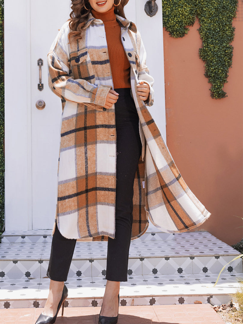 Long Cozy Plaid Shacket