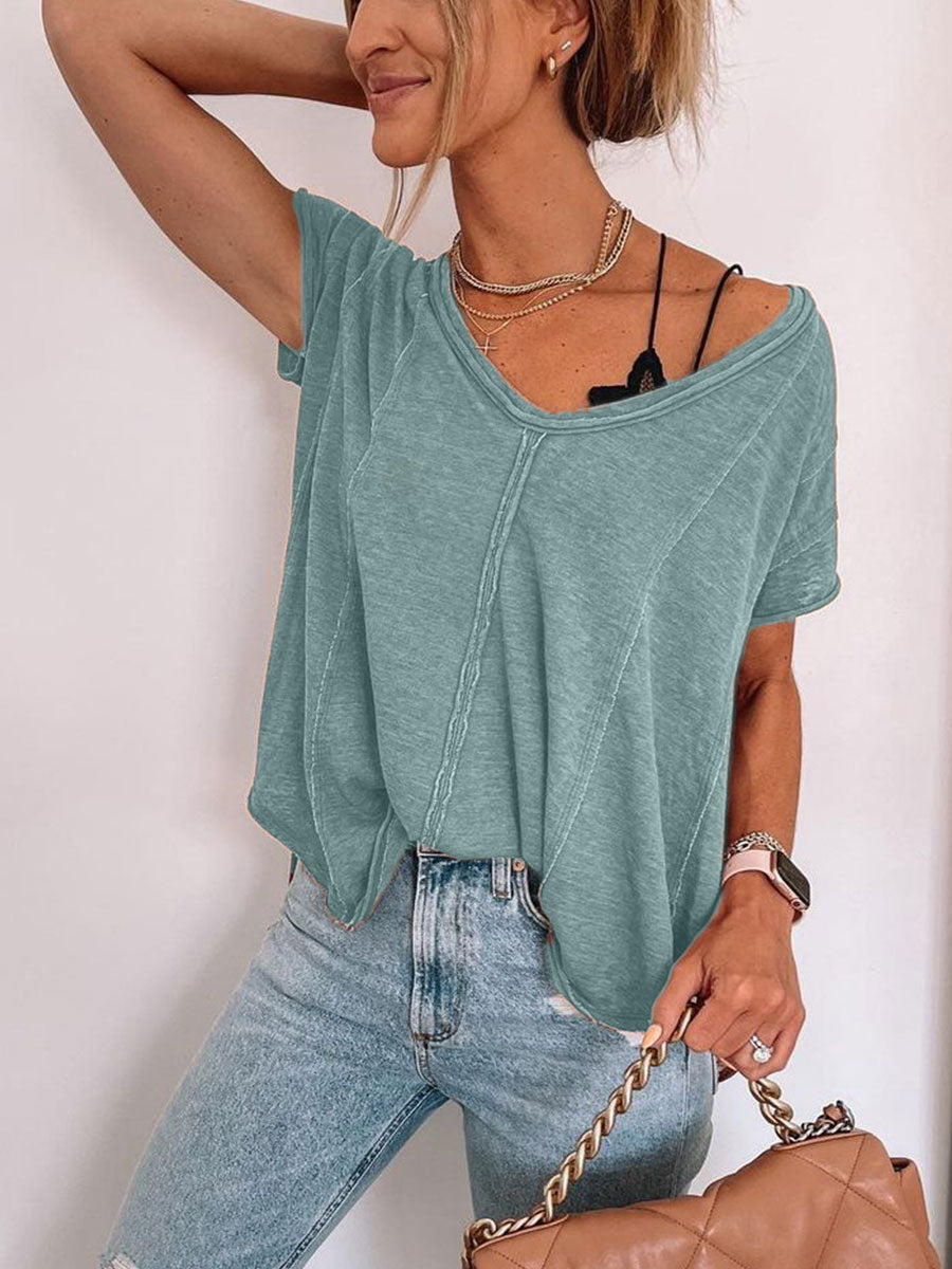 Distressed Basic Cotton T-shirt