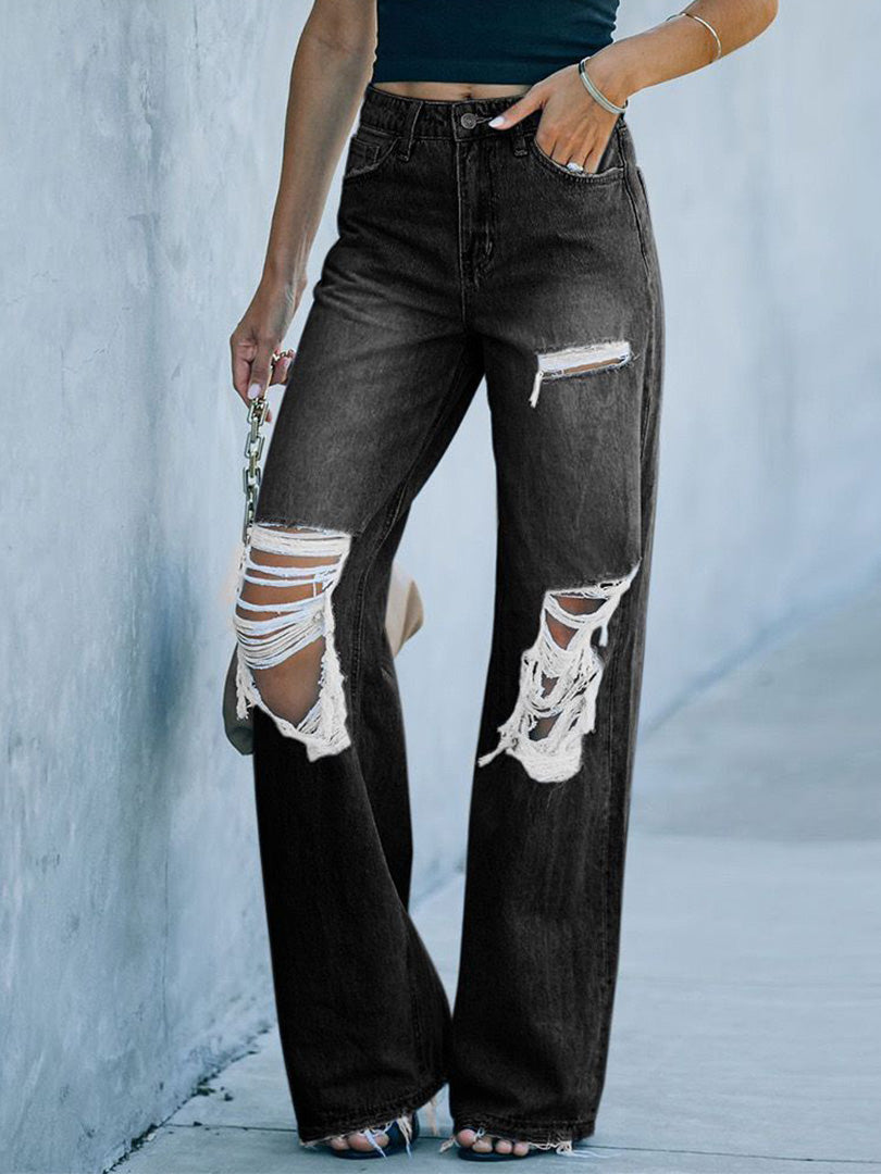 HIGH RISE DISTRESSED DENIM