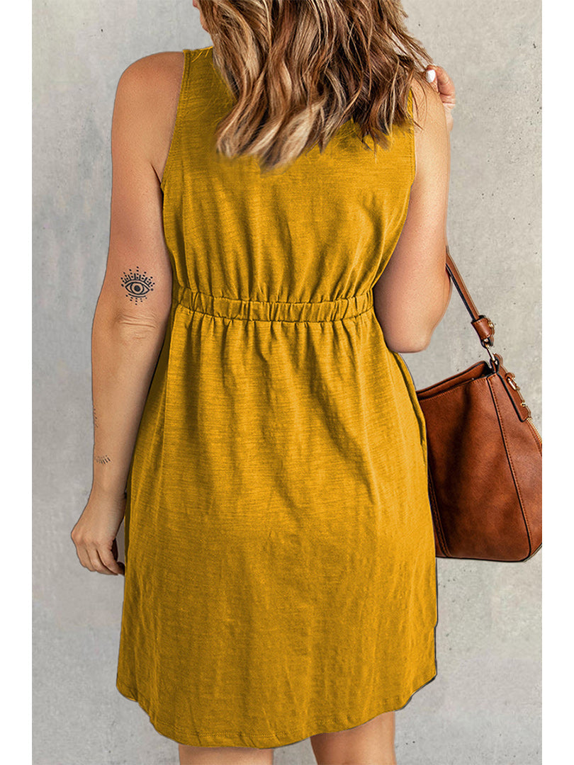 Sleeveless Multi Button Dress