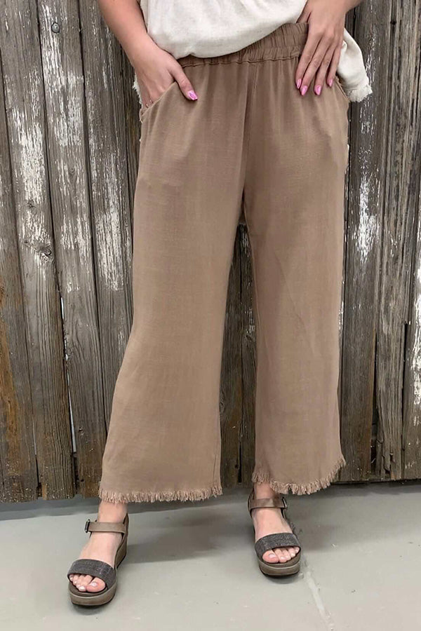 Linen Basic Raw Edge Pants