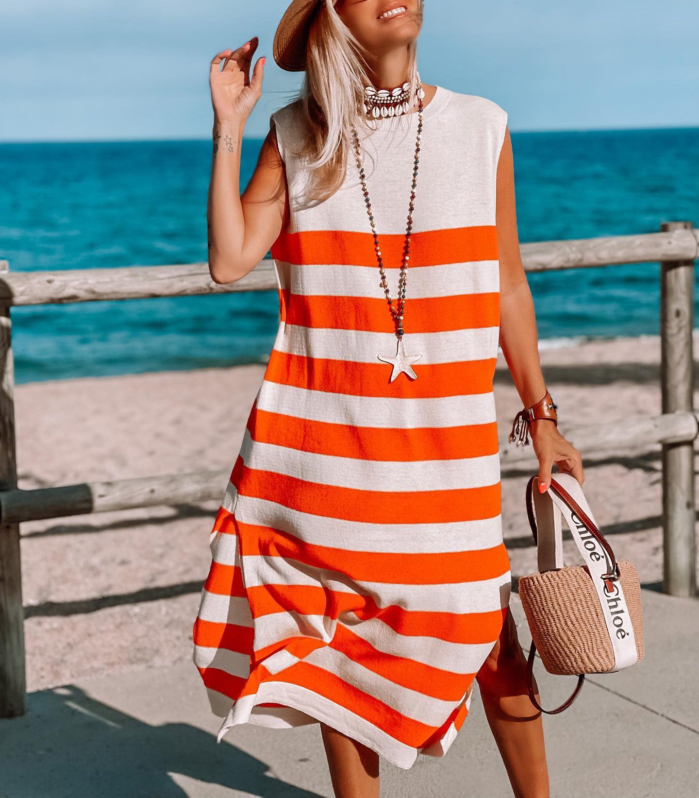 Orange Striped Dress