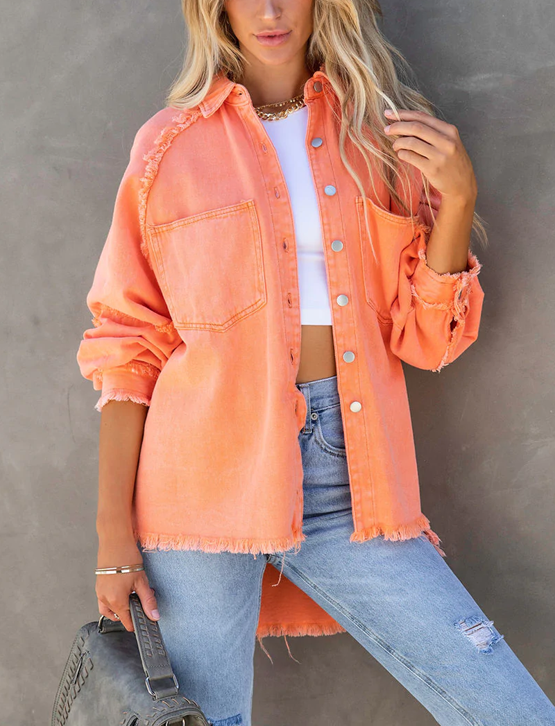 Cotton Distressed Denim Jacket