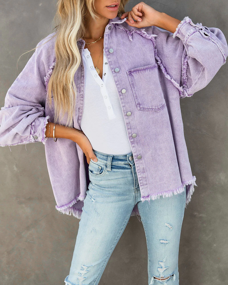 Cotton Distressed Denim Jacket