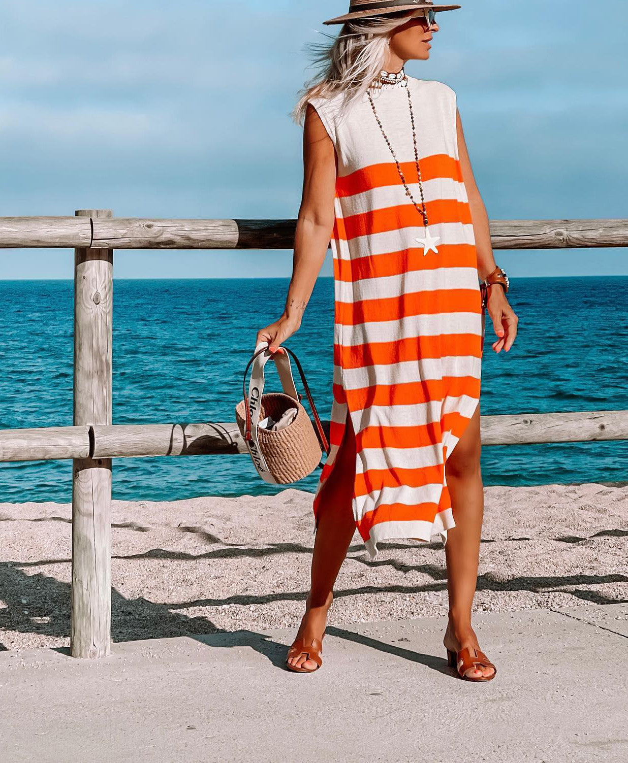 Orange Striped Dress