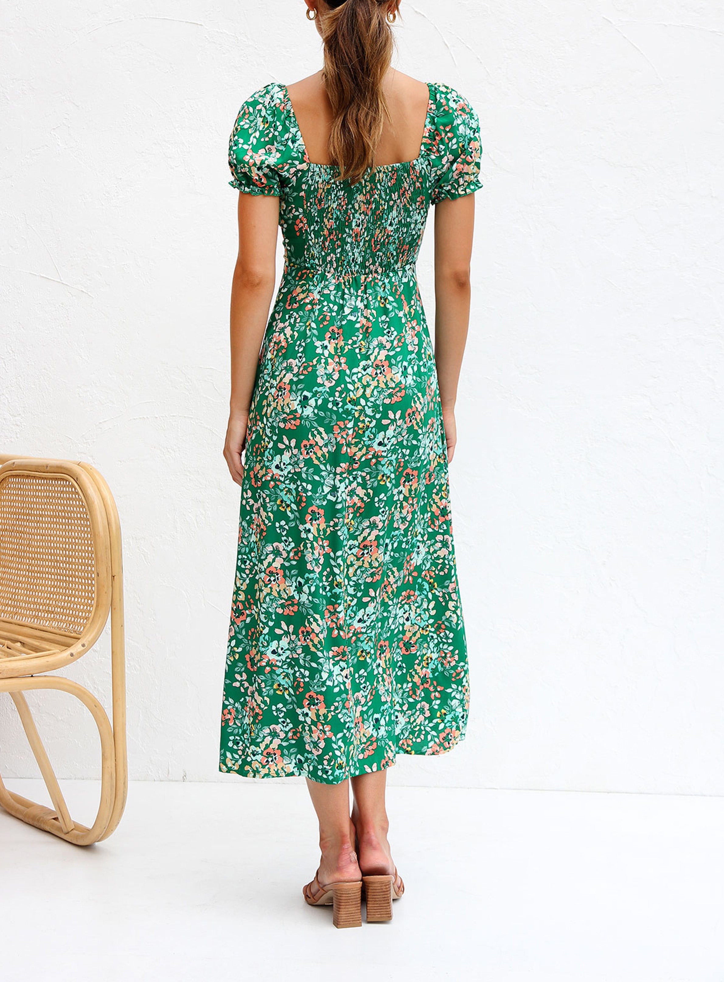 GREEN FLORAL Dress