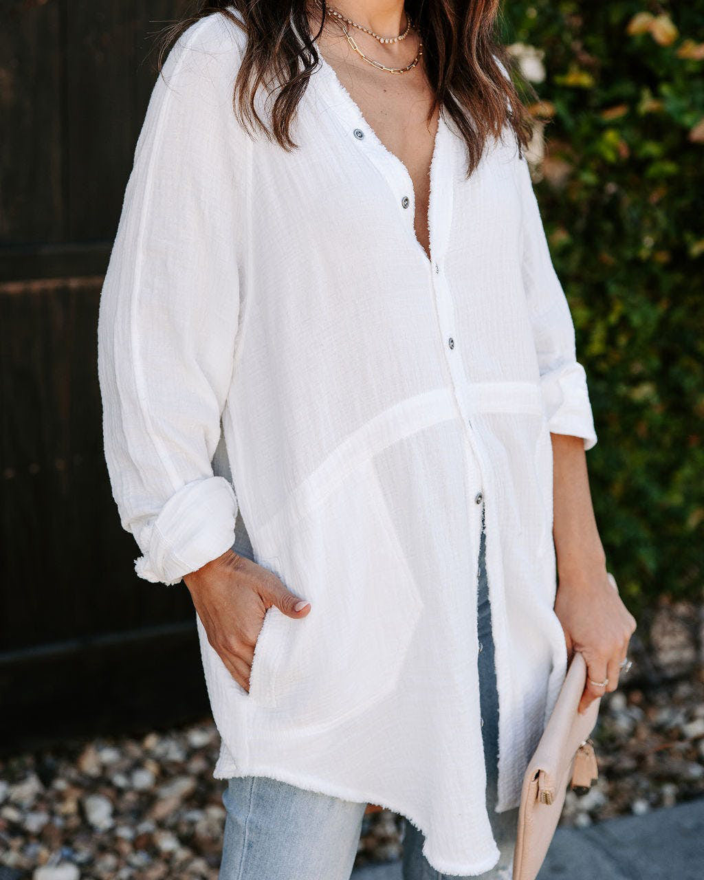 Cotton Pocketed Button Down Tunic