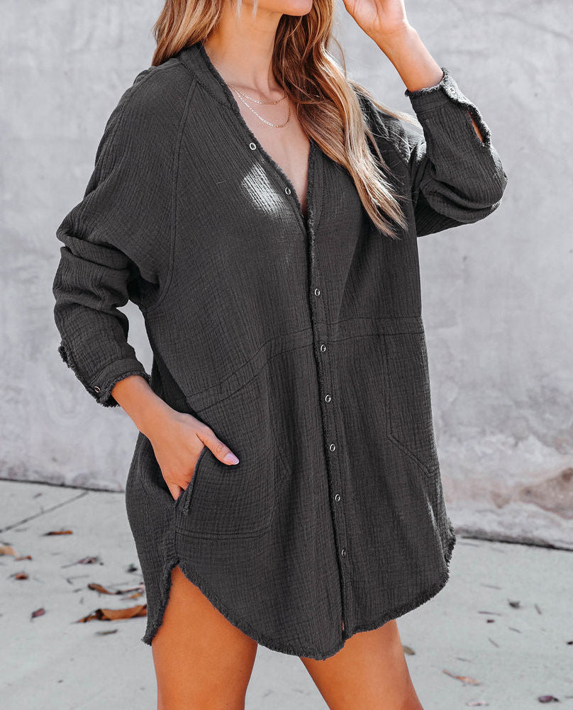 Cotton Pocketed Button Down Tunic