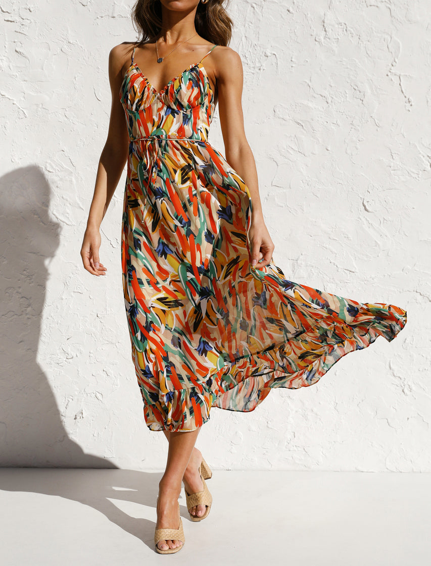 Spring Swallow Sling Floral Dress